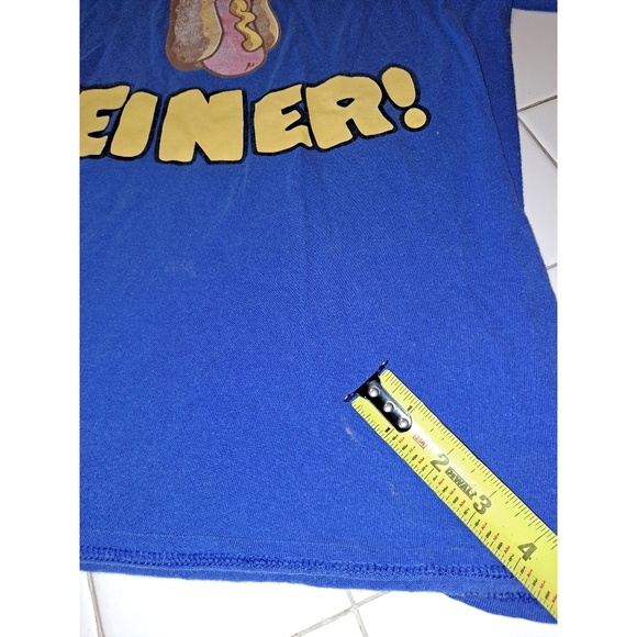 Look at my weiner blue short sleeve shirt size medium funny top unisex hotdog - Picture 10 of 12